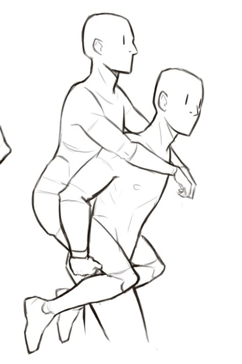 Body Base Drawing Running, Body Poses Drawing 2 People Friends, Two Ppl Poses Drawing Reference, Friend Drawing Poses Two, Piggyback Ride Drawing Reference Pose, Friend Poses Reference Drawing, Ych Base 2 People Friends, Couple Drawing Reference Poses Tall And Short, Fun Poses Drawing Male