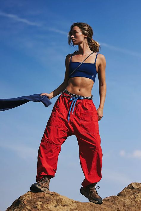 Well Played Pants | Free People UK Canada Clothes, Hiking Fits, Climbing Pants, Hiking Outfit Women, Red Fits, Adjustable Waistband, Fp Movement, Sporty Outfits, Sporty Chic