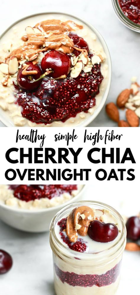 Cherry Almond Overnight Oats, Cherries Recipes Healthy, Frozen Cherry Recipes Healthy, Cherry Recipes Vegan, Frozen Cherries Recipes, Overnight Oats Cherry, Frozen Cherry Recipes, Healthy Cherry Recipes, Cherry Recipes Healthy