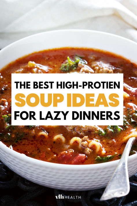 High protein soup College Soup Recipes, Healthy Pasta Recipes Protein, Simple Easy High Protein Meals, Easy Post Workout Meals, Easy Healthy Protein Dinner, Recipes For Dinner High Protein, Protein Centered Meals, Healthy Easy Dinner For One, Dinner Ideas Macro Friendly