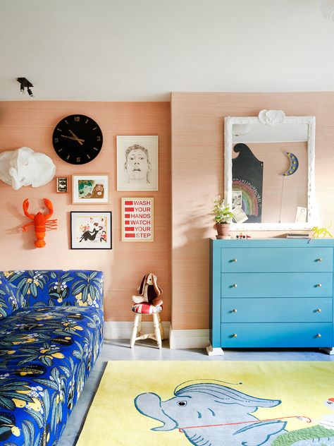 Two Kids’ Room “Essentials” London Designer Beata Heuman Thinks Parents Can Skip Painting Round Canvas, Beata Heuman, Impasto Art, Sakura Flowers, Old Fireplace, Chimney Breast, Canvas Paint, Built In Furniture, Round Canvas