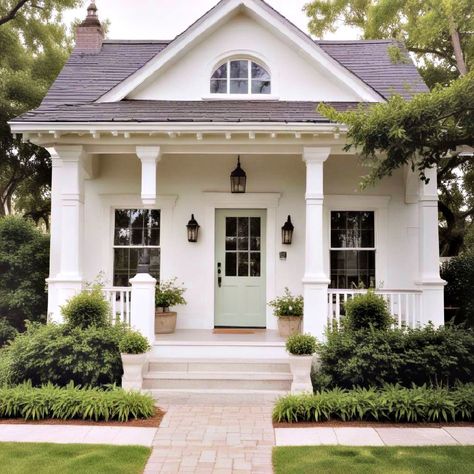 20 Best White Exterior Paint Colors for Lasting Style White Victorian House Exterior, White Craftsman Exterior, White Craftsman House, House Paint Outside, Best White Exterior Paint Colors, Yellow Brick House Exterior, White Cottage Exterior, Florida House Exterior, Craftsman House Exterior