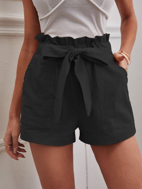 Paper Bag Shorts, Mode Casual, Linen Casual, Liberia, Belted Shorts, Linen Style, Pantalon Large, Summer Fabrics, Wide Pants