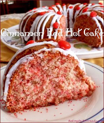 Cinnamon Red Hot Cake is simple to make, change up a boxed cake mix with cinnamon flavors, add a drizzled topping studded with red hots. | Recipe developed by www.BakingInATornado.com | #recipe #cake #ValentinesDay Red Hots Recipes, Red Hot Candy Recipes, Cinnamon Cake Recipes, Manwhich Recipes, Red Hots Candy, Cantaloupe Recipes, Hot Desserts, Red Hots, Radish Recipes