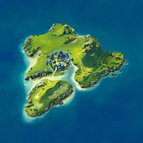 Ark of Atlantis Island. , Nathanael M on ArtStation at https://www.artstation.com/artwork/KaE0ko Fantasy Island Map, Island From Above, Island Artwork, Dnd World Map, Imaginary Maps, Fantasy World Map, Board Game Geek, Rpg Map, Fantasy Island