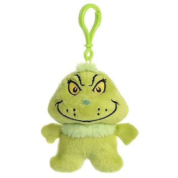 Dr. Seuss Grinch stole christmas Clip-On gift Stuffed Animal by Aurora O Grinch, Dr Seuss Grinch, Dr. Seuss, Mr Grinch, Pram Toys, Green Fur, Unique Office, Plush Keychain, Plush Bags