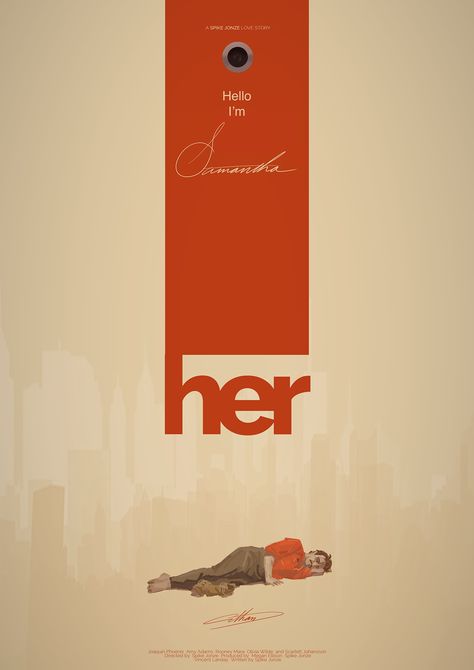 Her on Behance Graphic Design Movie Posters, Newspaper Edit, Colourful Minimalism, Her Poster, Spike Jonze, Autodesk Sketchbook, Film Posters Art, Graphic Posters, Editorial Art