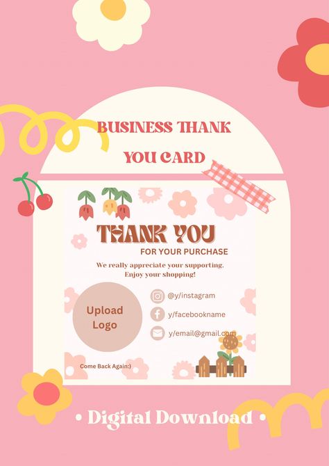 Business ThankYou Card （Digital Download） by PASSIONIES on Etsy Nice Aesthetic, Thank You Card Design, Business Thank You Cards, Business Thank You, Feb 2, Design Help, Aesthetic Design, Digital Download Etsy, Art Inspo