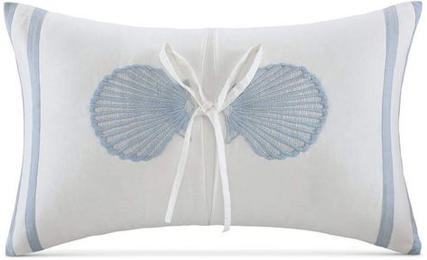 Harbor House Crystal Beach 12" x 20" Embroidered Oblong Decorative Pillow #ad #coastal #nautical #ocean #beachhouse #sea #coastaldecor #tropical Beach Comforter, Harbor House, Beach Bedding, Crystal Beach, Nautical Design, Cotton Throw Pillow, White Pillows, Blue Pillows, Toss Pillows