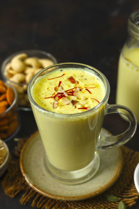 Badam Milk Photography, Badam Milk Recipes, Badam Milk Shake, Kesar Badam Milk, Badam Shake, Badam Milk Recipe, Badam Milk, Saffron Milk, High Protein Drinks