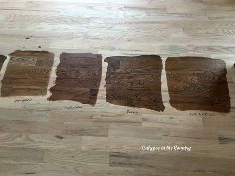 Floor stain examples for red oak Stains On Red Oak Floors, Stains On Red Oak, Minwax Jacobean Stain, Kitchen Cabinet Installation, Floor Stain Colors, Wood Floor Stain Colors, Hardwood Flooring Ideas, Floor Options, Wood Kitchens