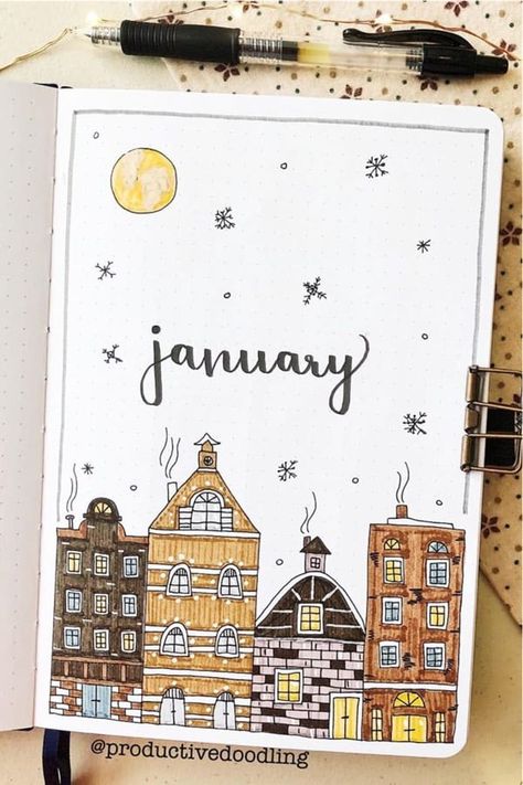 Check out the 30 best January BULLET JOURNAL monthly cover ideas for inspiration! #bujo #bulletjournal #bujoideas #monthlycover Bullet Journal Calendrier, Bullet Journal Month, January Bullet Journal, Bullet Journal Cover Ideas, طابع بريدي, Bullet Journal Paper, Bullet Planner, Bullet Journal Mood, Bullet Journal Notebook