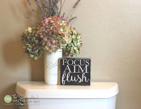 Focus Aim Flush Bathroom Sign Mini Block - Funny Bathroom Decor - Wood Sign - Wooden Signs - Boy Potty Training Sayings Small MiniBlock M024 by thestickerhut on Etsy Bathroom Signs Funny, Primitive Bathrooms, Wal Art, Wood Signs Home Decor, Funny Bathroom Decor, Signs Funny, Funny Bathroom Signs, Bathroom Sign, Funny Bathroom