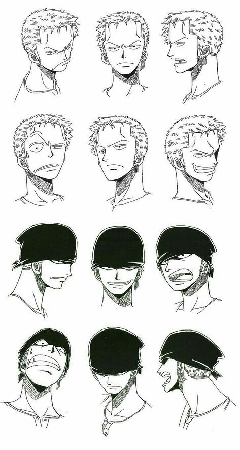 One Piece Expression Sheet, Zoro One Piece Reference, Zoro Reference Drawing, One Piece Drawing Style, Zoro Side Profile Draw, One Piece Reference Drawing, One Piece Art Style Reference, One Piece Eyes Drawing, One Piece Old Art Style