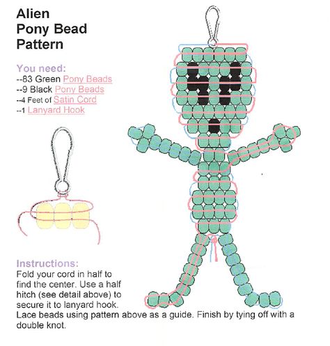 Pony Bead Dragonfly, Bead Buddy Patterns, Pony Bead Mermaid, Beaded Alien Pattern, Possum Pony Bead Pattern, Alien Kandi Pattern, Beaded Keychains Patterns, Pony Bead Animals, Luna And Artemis