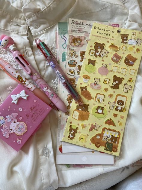 #cute #stationery #sanrio Sanrio Things To Buy, Sanrio Supplies, Sanrio School Supplies, Cutecore Stationery, Sanrio Stationary, Sanrio Stationary Aesthetic, My Melody Stationery, Stationary Cute, Sanrio Mechanical Pencils