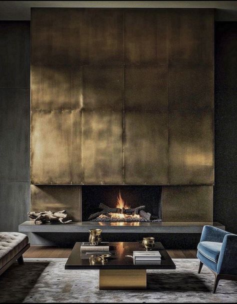 New York Penthouse, Contemporary Fireplace, Gate House, Diy Fireplace, Residential Interior Design, Fireplace Wall, World Of Interiors, Fireplace Design, Outdoor Fire