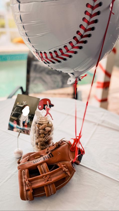 Rookie Of The Year Treat Bags, Baseball Birthday Party Table, First Bday Centerpieces, Rookie Of The Year Balloons, Rookie Year Baseball 1st Birthday, Rookie Year Centerpieces, Baseball Birthday Banner, Baseball Birthday Party Decor, Baseball Birthday Decor