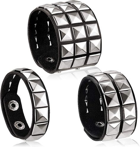 Punk Bracelets, Wrap Bangles, Leather Rivets, Leather Bangle, Rock Punk, Estilo Punk, Style Punk, Leather Cuffs Bracelet, Gothic Style