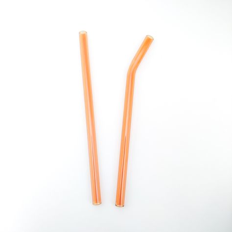 8" orange bent and straight reusable glass drinking straw shatter proof non toxic/BPA free Dishwasher safe Suitable for both hot and cold drinks This is for ONE straw Drinking Straw, Book Sleeve, Glass Straws, Reusable Straw, Cold Cup, Cups And Mugs, Non Toxic, Book Accessories, Glass Cup