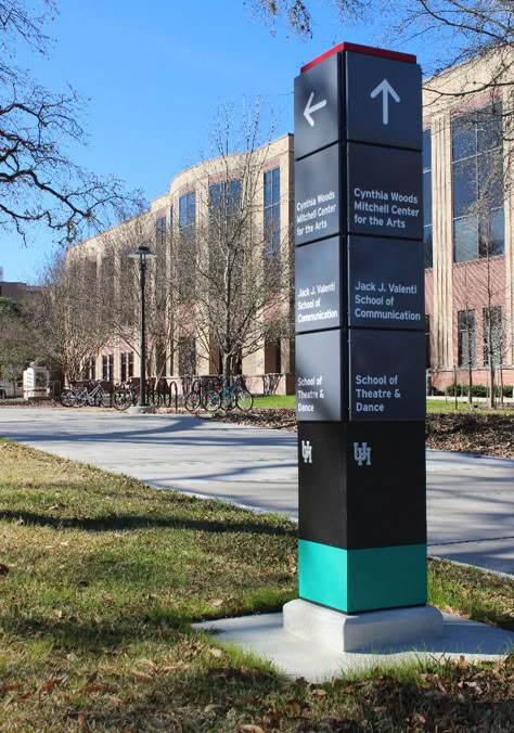 Campus Wayfinding - University of Houston Campus Signage, University Signage, School Signage, Library Signage, Signage Board, Wayfinding Signage Design, Campus Design, Wayfinding Signs, Directional Signage