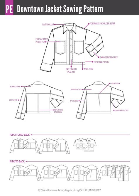 Downtown Jacket, Home Projector, Jacket Sewing Pattern, Jacket Sewing, Jacket Pattern Sewing, Side Splits, Projector, Sewing Pattern, Patch Pocket