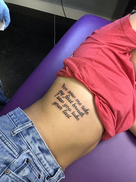 Stomach Tattoos Women, Rib Tattoos For Women, Remembrance Tattoos, Tattoo Quotes For Women, Last Breath, Black Girls With Tattoos, Spine Tattoos For Women, Red Ink Tattoos, Tattoos Women