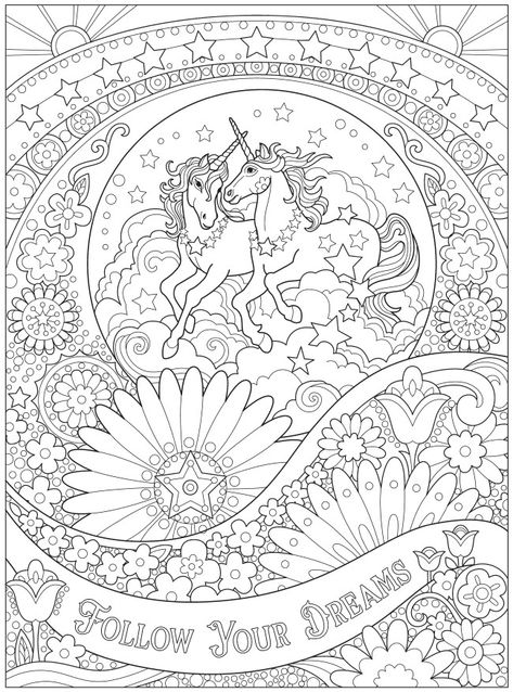 Dover Coloring Pages, Creative Haven Coloring Books, Valentine Coloring Pages, Unicorn Coloring, Horse Coloring Pages, Dover Publications, Beautiful Unicorn, Valentine Coloring, Printable Adult Coloring Pages