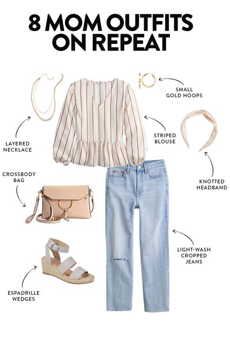 9 Mom Outfits To Have On Repeat Its Not A Phase Mom, Weekend Capsule Wardrobe, Mom Capsule Wardrobe, Chic Mom Outfits, Sahm Outfits, Mom Outfits Spring, Dress To Impress Outfits, Trendy Mom Outfits, Simple Spring Outfits