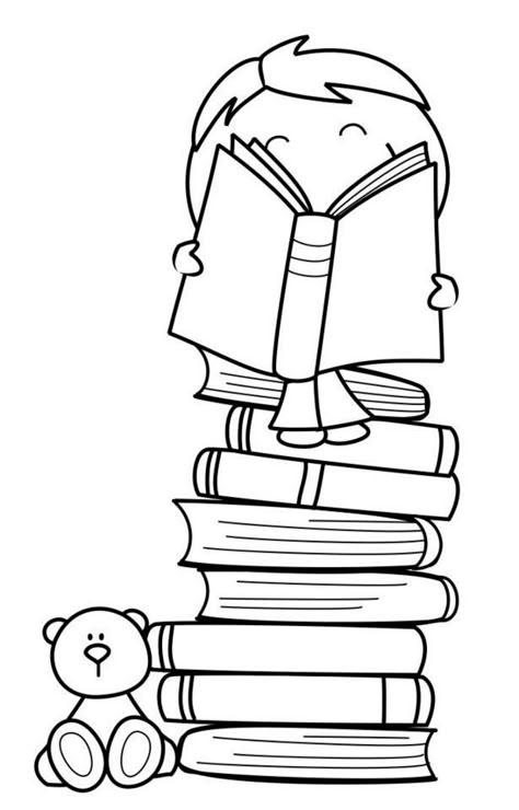 Digi Stamp, Digi Stamps, Reading Journal, School Library, Coloring Book Pages, Coloring Pictures, Digital Stamps, School Crafts, Colouring Pages