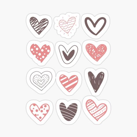 Cute Heart Stickers, Doodle Hearts, Tiny Stickers, Heart Stickers, Phone Case Design, Valentines Day, Doodles, Phone Case, Valentines