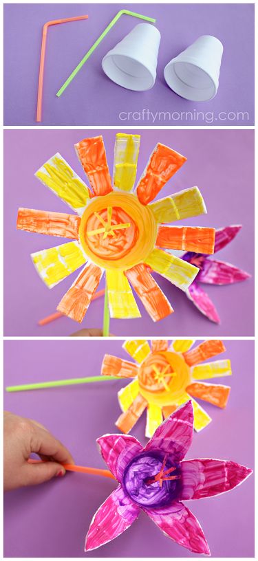 Styrofoam Cup Flowers (Kids craft idea for spring or summer!) | CraftyMorning.com Flowers Kids Craft, Preschool Flowers, Diy Paper Art, Crafty Morning, Preschool Homeschool, Styrofoam Cups, Cup Crafts, Preschool Education, Cool Art Projects