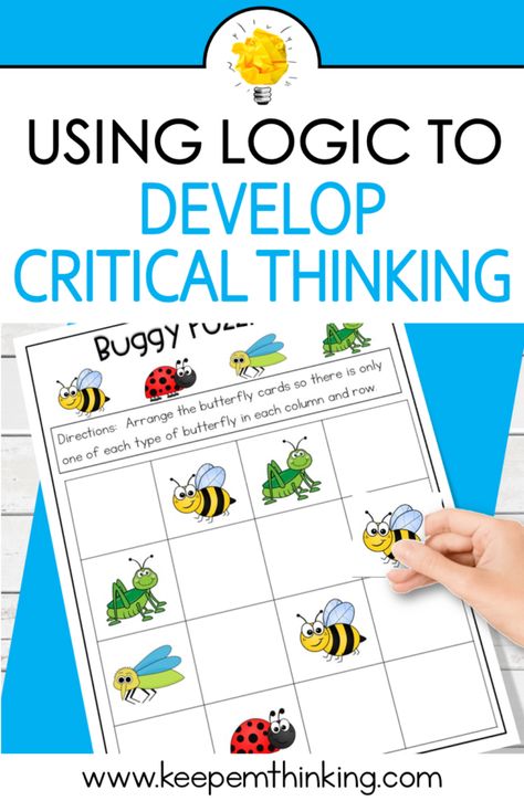 Critical Thinking Elementary School, Critical Thinking For Preschoolers, Critical Thinking Activities For Kindergarten, Computational Thinking Activities, Problem Solving Games For Kids, Critical Thinking Activities Elementary, Logical Thinking Activities For Kids, Logical Thinking Worksheets, Thinking Skills Activities