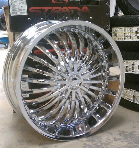 strada rims | A2I: Strada Spina Chrome Wheels 20", 22" and 24" Chrome Wheels ... Black Rims Jeep, 22 Inch Rims, Custom Wheels Cars, Spectator Shoes, Car Rims, Rims For Sale, Truck Rims, Chrome Rims, Holden Commodore