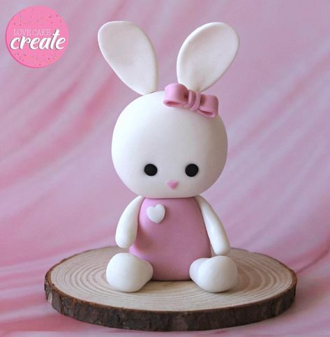 Fondant Rabbit, Blue Baby Shower Cake, Bunny Cake Topper, Baby Shower Cake Designs, Making A Cake, Fondant Figures Tutorial, Fondant Cake Designs, Cute Christmas Cookies, Simple Cake Designs