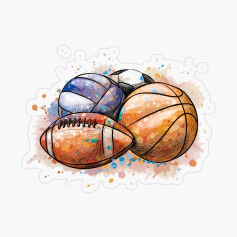 Basketball Birthday Cards, Sports Drawings, Sports Painting, Composition Notebooks, Basketball Birthday, Sport Illustration, Ghost Design, Sports Balls, Football And Basketball