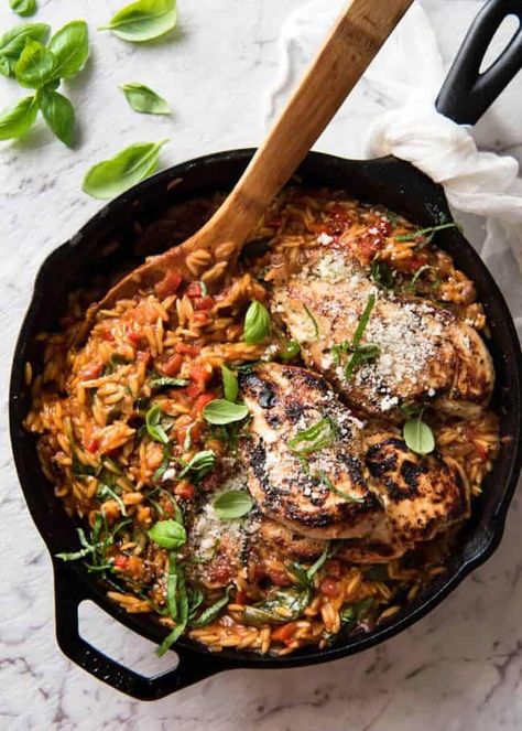 One Pot Italian Chicken & Orzo / Risoni Pasta | RecipeTin Eats Risoni Recipes, Chicken Italian, Salad Appetizer Cups, Chicken And Pasta, Favorite Pasta Recipes, Easy Weekday Meals, Chicken Orzo, One Pot Pasta Recipes, Recipetin Eats