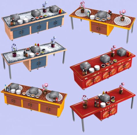 Sims 4 Buffet Cc, Sims 4 Buffet, Ts2 Cc, Island Table, Buffet Tables, Functional Food, Food Stands, Long Table, Table Display