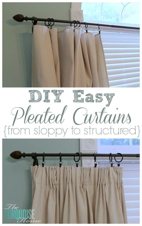 DIY Easy Pleated Curtains {from sloppy to structured} No Sew Curtains, Farmhouse Side Table, Drop Cloth Curtains, Pleated Curtains, Drop Cloth, Rod Pocket Curtains, Diy Curtains, Hanging Curtains, Décor Diy