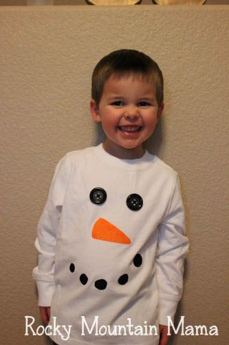 Dress Like A Snowman For School Boys, Snowman Dress Up Day At School, Snowman Costume, T Shirt Tutorial, Snowman Dress, Dance Crafts, Snowman Shirt, Shirt Tutorial, Mountain Mama