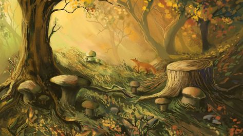 Wallpaper fox, forest, trees, mushrooms, art hd, picture, image Dark Cottagecore Wallpaper, Mushrooms Art, Bohemian Pictures, Wallpaper Forest, Fox Forest, Cottagecore Wallpaper, Mushroom Wallpaper, Trees Art, Laptop Wallpaper Desktop Wallpapers