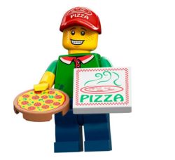 #11: Pizza Delivery Guy (4 per box) Girls Cowboy Costume, Lego Pizza, Lego Costume, Pizza Delivery Guy, Pizza Company, Lego Custom Minifigures, Pizza Design, Lego People, Lego Mini