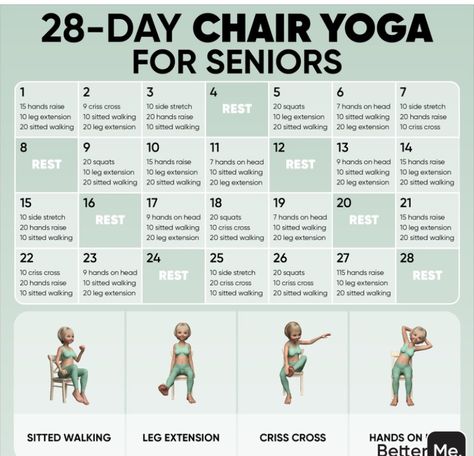 Chair Yoga Free, 28 Day Chair Yoga, Chair Exercises For Abs, Chair Yoga For Seniors, Pilates Barre Workout, Pilates Workout Plan, Chair Pose Yoga, Yoga Relaxation, Beginner Yoga Workout