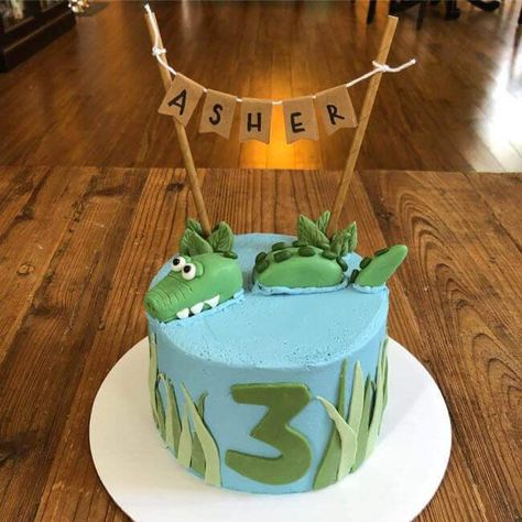 Aligator Cake Ideas, Alligator Birthday Cake, Crocodile Cake Birthday, Croc Cake, Crocodile Cake, Alligator Cake, Cinderella Cake Designs, Alligator Birthday Parties, Alligator Birthday