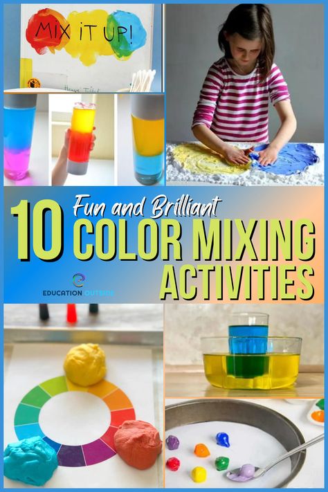 Colouring Mixing Activities, Color Mixing Activity Preschool, Kindergarten Color Mixing, Color Mixing Projects For Kids, Color Matching Activity For Preschoolers, Favorite Color Activities Preschool, Mixing Colours Activities, Colour Mixing Activities Preschool, Colour Provocations