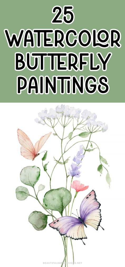 Butterflies have long been a favorite subject for artists because of their delicate and intricate designs, making it possible to create stunning and detailed watercolor paintings. Here, I have compiled 25 beautiful watercolor butterfly painting ideas that are sure to inspire and captivate anyone who loves the beauty of nature and art. Watercolor Flowers And Birds, Watercolor Butterflies Tutorial, Watercolor Butterflies Painting Watercolour, Insects Watercolor Painting, Paintings With Butterflies, Watercolor Butterflies Painting, Spring Watercolor Ideas, Butterfly Watercolor Painting Easy, How To Paint Butterflies