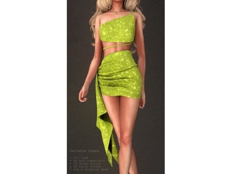 Ts4 Clothes, Neon Green Dresses, Alpha Cc, Beautiful Crazy, Sims 4 Download, Look Formal, The Sims 4 Download, Green Gown, Sims 4 Mods Clothes