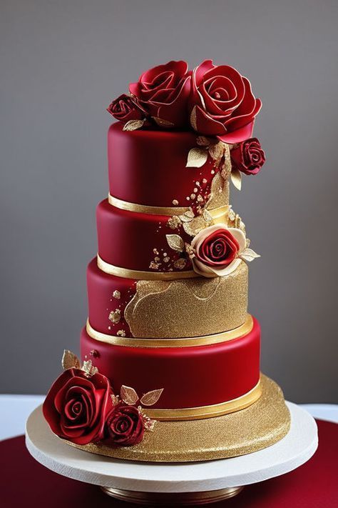 Ruby Wedding Cake, Happy Birthday Flower Cake, Quince Cake, Beautiful Birthday Wishes, Quinceanera Cakes, Fantasy Cake, Classic Wedding Cake, Birthday Wishes Cake, 40th Birthday Cakes