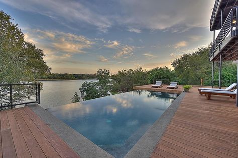 Lake Fun, Infinity Pools, Lake Austin, Infinity Edge Pool, Grand Lake, Rooftop Pool, Cool Pools, Patio Ideas, Infinity Pool