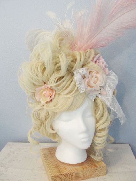 Opulence — lovely Marie Antoinette inspired wig! Rococo Hairstyles, Marie Antoinette Wig, Marie Antoinette Party, Marie Antoinette Costume, Rococo Fashion, Diy Wig, Mannequin Head, Hair Reference, Costume Makeup